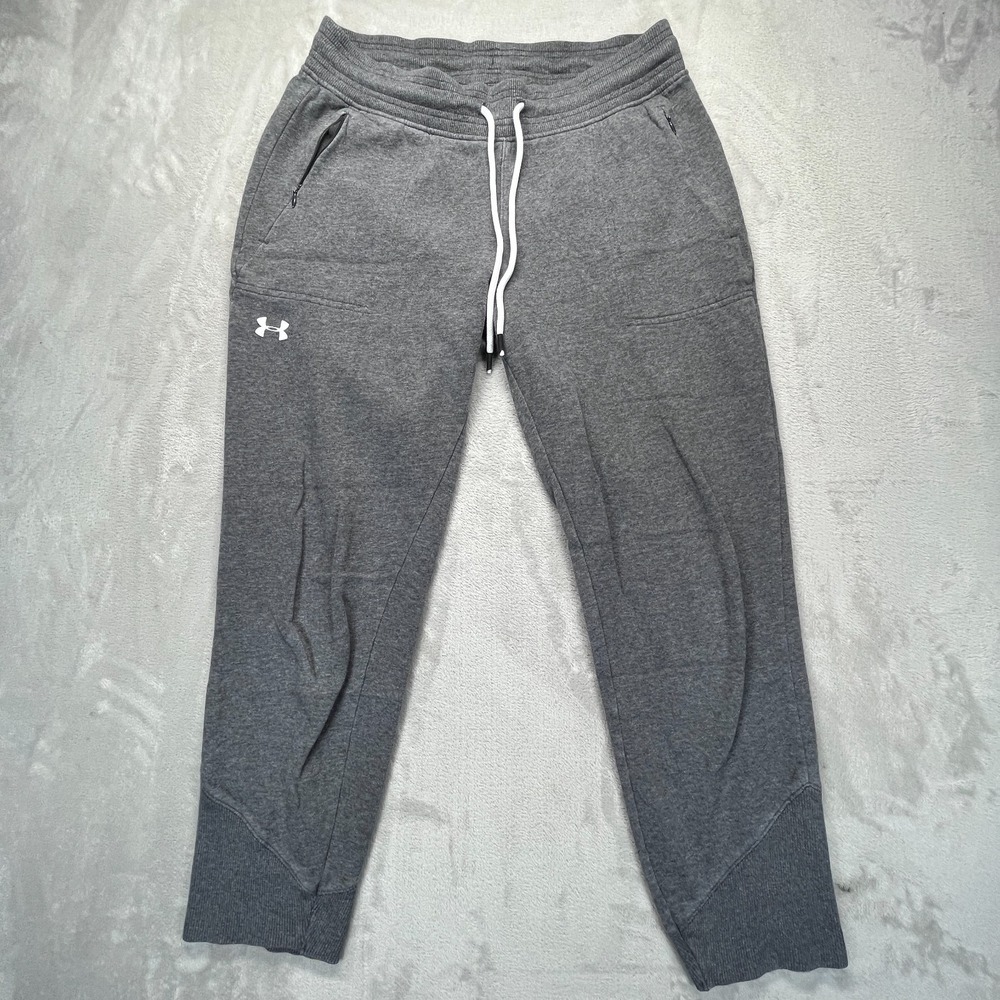 Under Armour Sweatpants Mens Medium Gray Cotton Loose Fit Fleece Athleisure